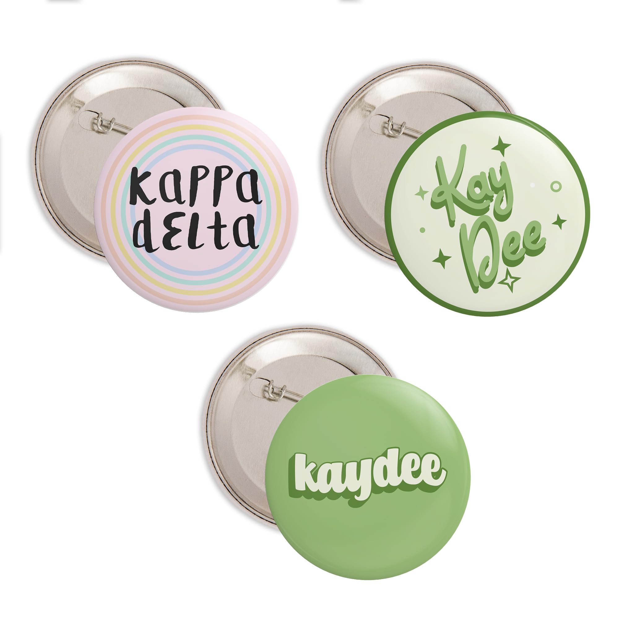 Cute Desert Cactus Kappa Delta Sorority Pin Set - 3 Piece Variety Pack of 2.25-inch Button Badges for Backpacks, Jackets & Greek Life Accessories