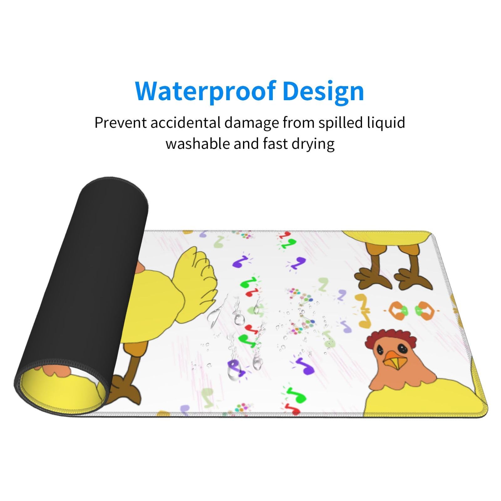 NALoRa Singing Hen Printed Large Gaming Mouse Pad - Premium Woven Fabric with Non-Slip Rubber Base (12x31.5 inches) for Office, Home & PC Gaming Desk Setup