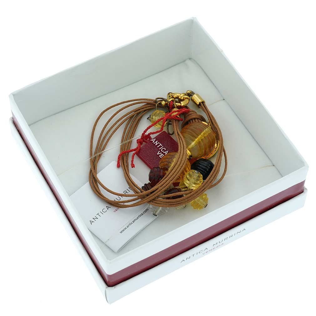 Venetian Murano Glass Teti Necklace in Golden Brown - Handcrafted Italian Jewelry for Women, Gift for Her, Perfect for Weddings & Special Occasions