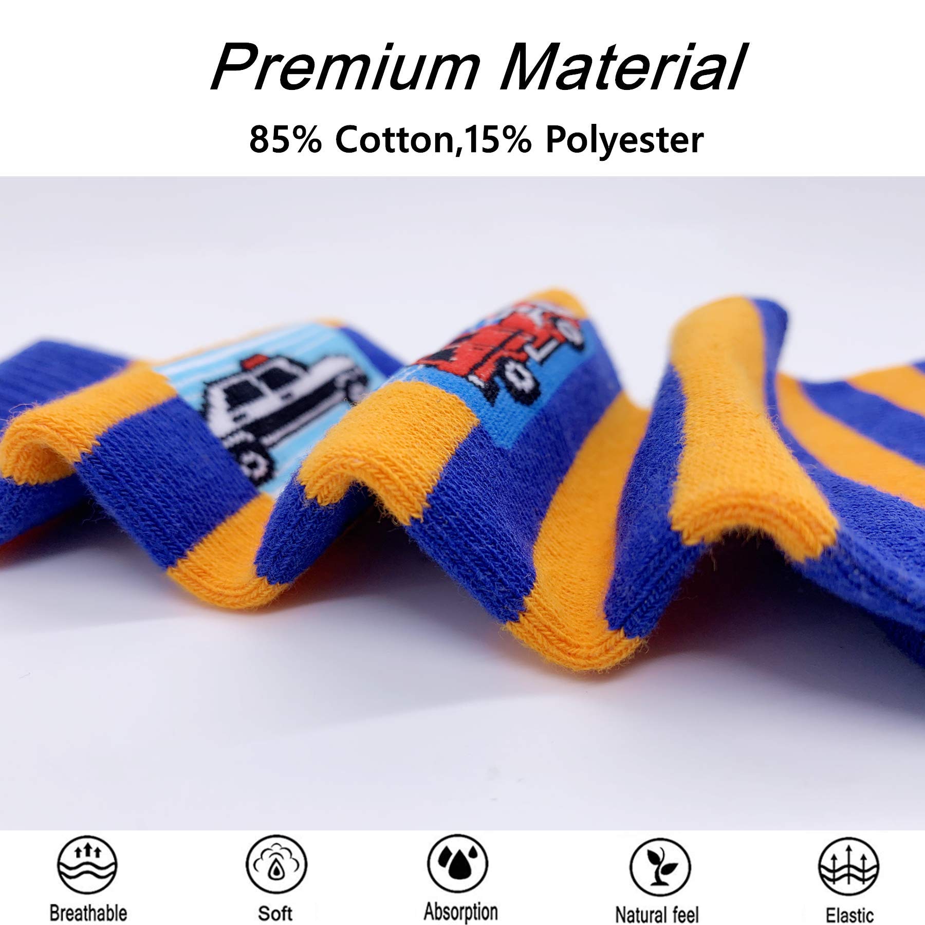 Colorful Stars Boys Knee High Cotton Tube Socks - 8 Pairs Pack for School, Sports & Everyday Comfort - Breathable & Durable Kids Stockings