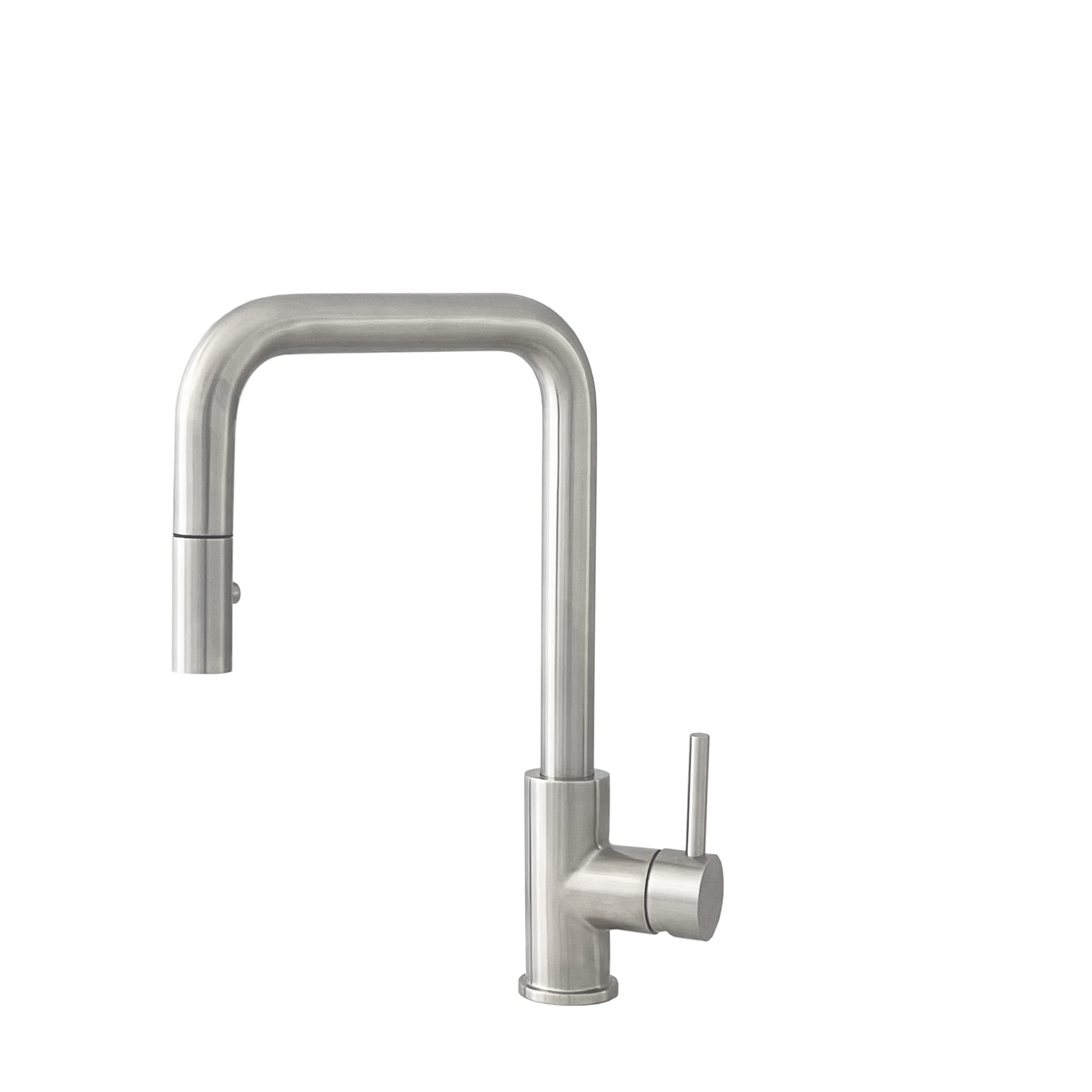 Stylish Single Handle Pull Down Kitchen Faucet with Dual Function Sprayer - Brushed Stainless Steel Finish, Ceramic Cartridge & Aerator - Perfect for Modern Farmhouse & Contemporary Kitchen Renovations (Model K-148S)