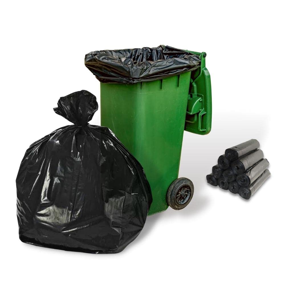 40-45 Gallon Heavy Duty Black Trash Bags - 100 Count, 1.25 Mil Thick Commercial Grade - Perfect for Kitchen, Warehouse, Office & Janitorial Use - Extra Large Garbage Can Liners for Heavy Waste Disposal