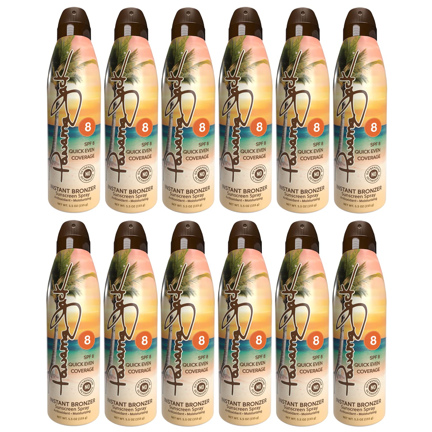 Panama Jack Instant Bronzer Sunscreen SPF 8 - Antioxidant Moisturizing Sun Lotion, PABA & Paraben Free, Gluten Free & Cruelty Free, Water Resistant (80 Min) - 5.5 oz (12 Pack) | Perfect for Beach, Pool & Outdoor Activities