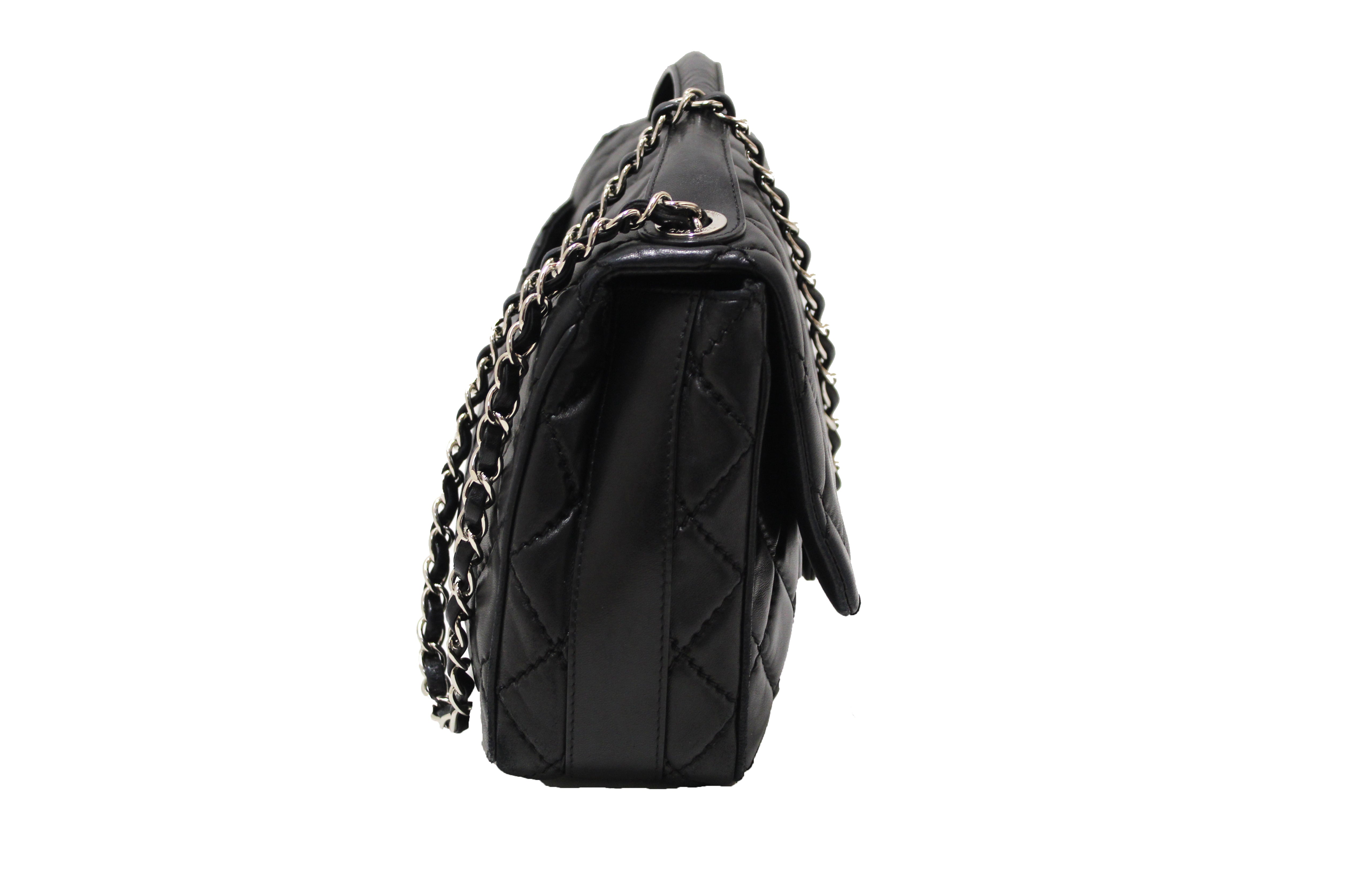 Authentic Chanel Black Quilted Lambskin Jumbo Flap Bag with Chain Strap - Luxury Designer Handbag for Women, Perfect for Evening Parties, Date Nights & Special Occasions