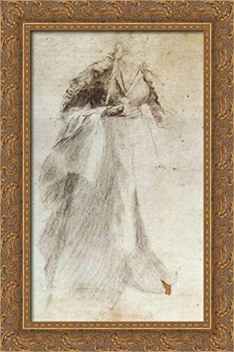 Matthias Grunewald 16x24 Gold Ornate Wood Framed Canvas Art - Unfinished Study - Elegant Wall Decor for Living Room, Bedroom & Office