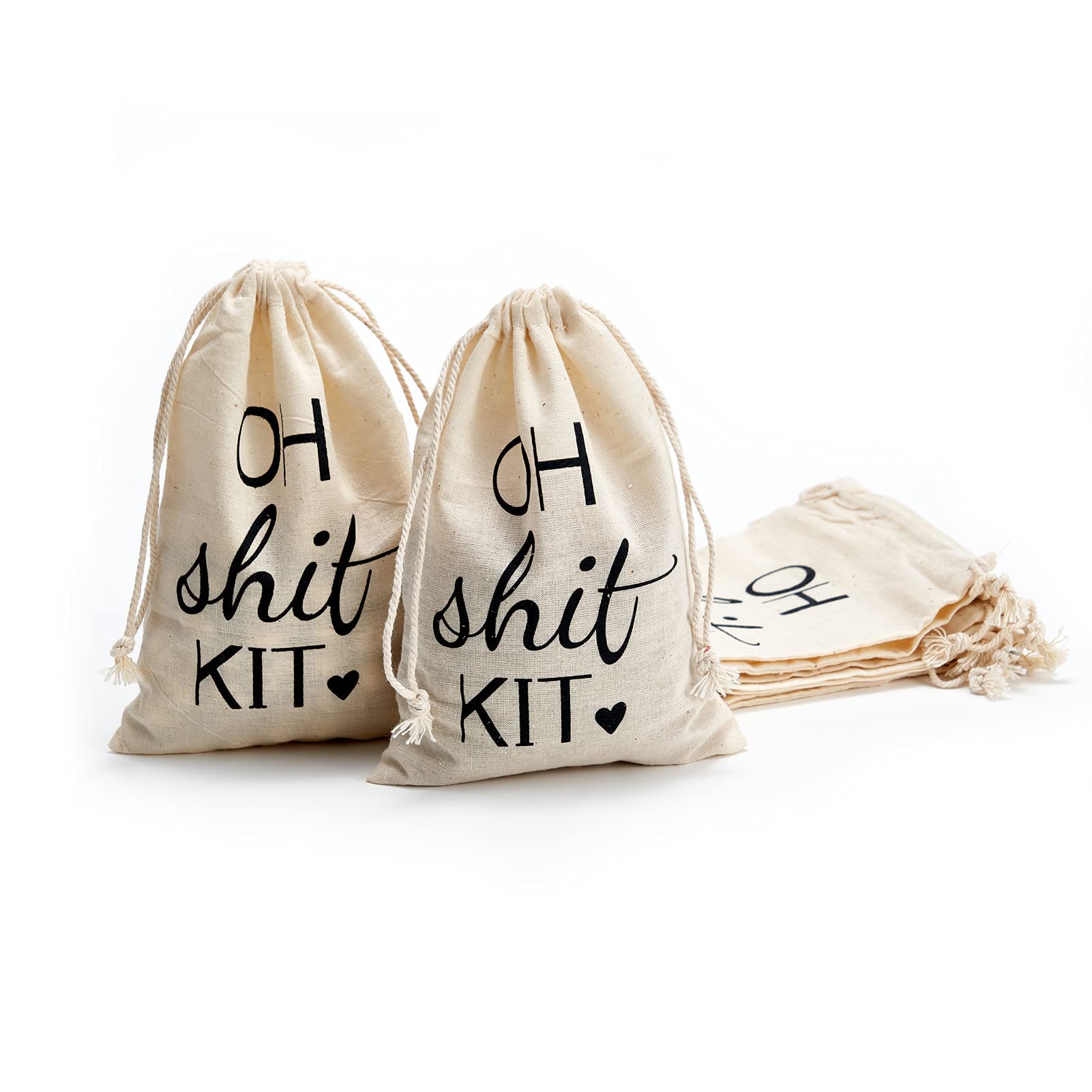 LOOKSGO 10-Pack 4x6 Inch Hangover Kit - Cotton Drawstring Bags for Wedding Party Favors, Bachelorette Party Essentials & Hangover Relief - Perfect for Bridal Showers, Girls' Night Out & Hangover Recovery Gifts