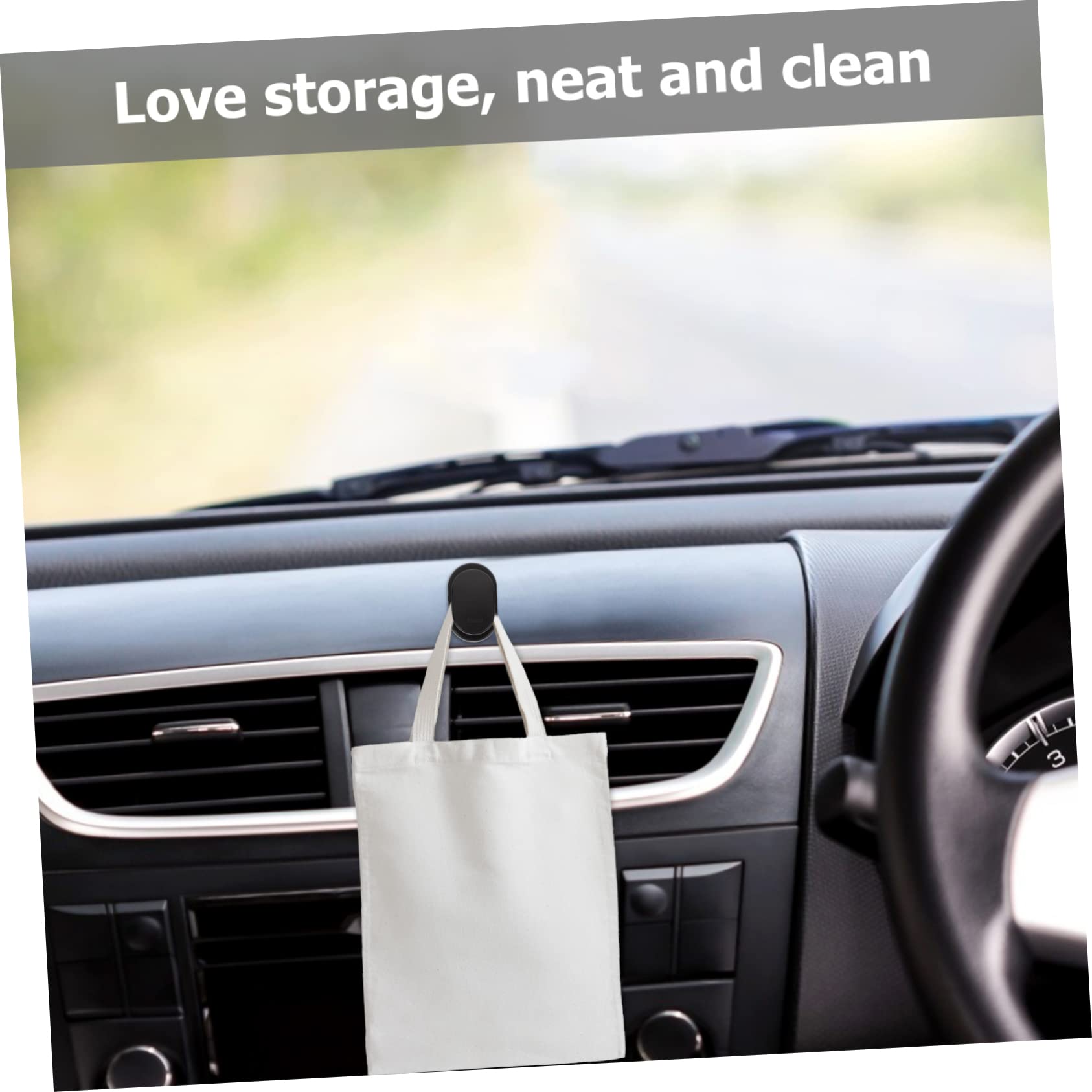Hoement 4-Pack Car Hooks - Heavy Duty Sticky Hooks for Car, Wall & Outdoor Use - Multi-Purpose Hangers for Keys, Earphones, Grocery Bags & More - ABS Plastic Car Accessories (Perfect for Road Trips & Daily Organization)