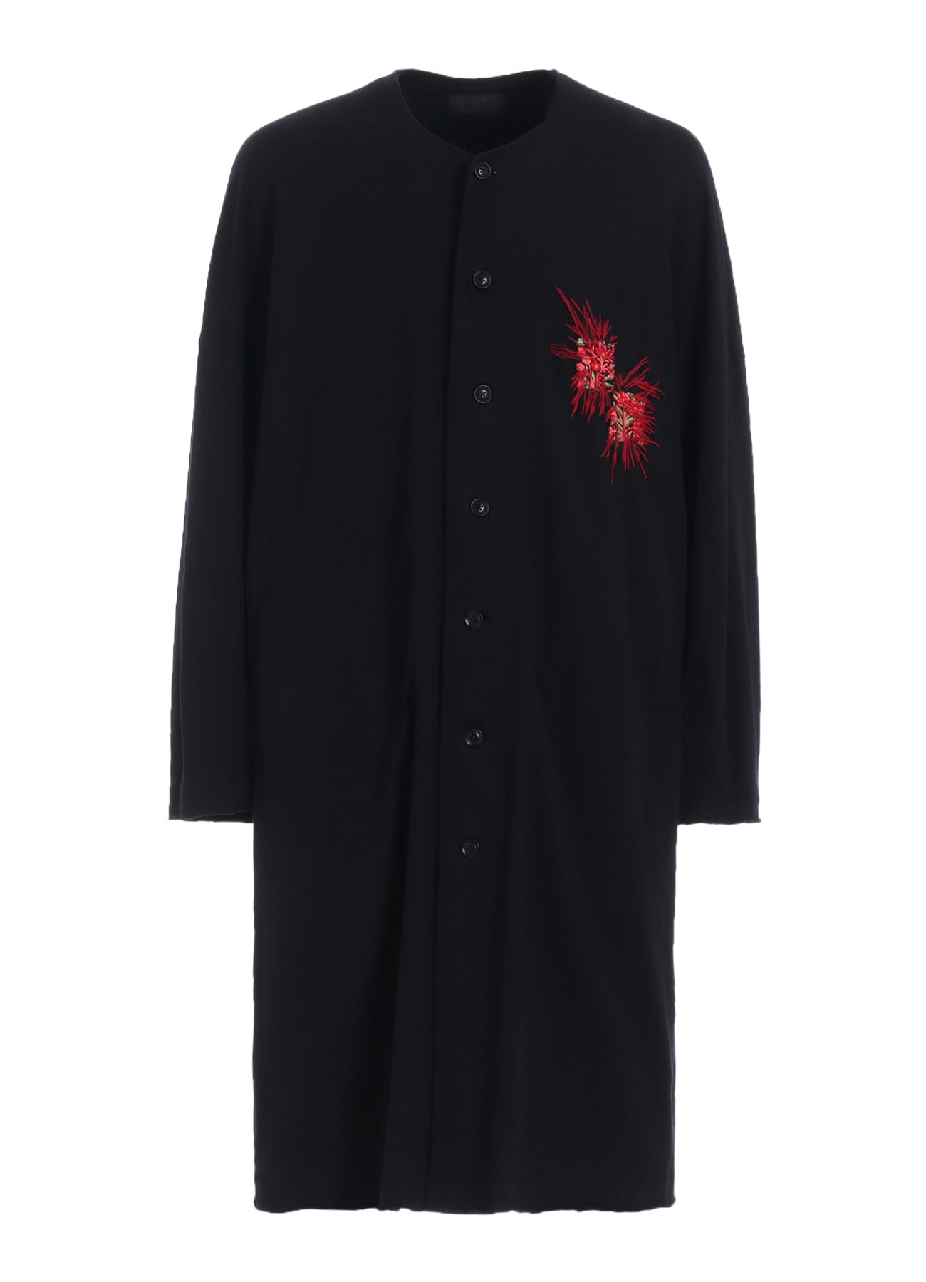 Classic Jersey Tyrolean Embroidery Collarless Long Cardigan for Women - Cozy Winter Sweater, Perfect for Casual Outfits & Layering