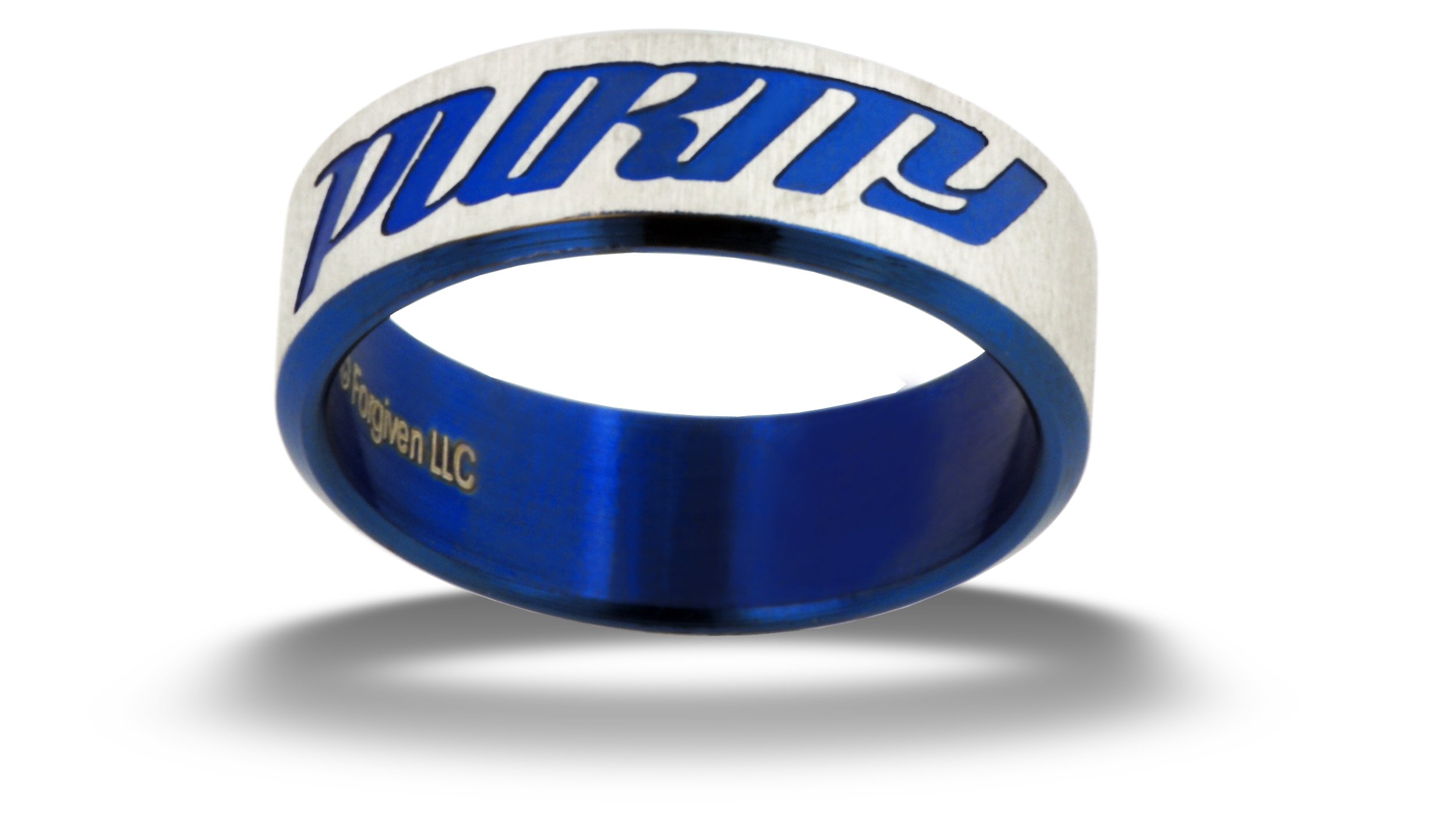 FORGIVEN JEWELRY RS7 Purity Band - Blue Stainless Steel Christian Ring Size 13 - Religious Jewelry for Men & Women - Perfect for Baptism, Weddings & Daily Faith Wear