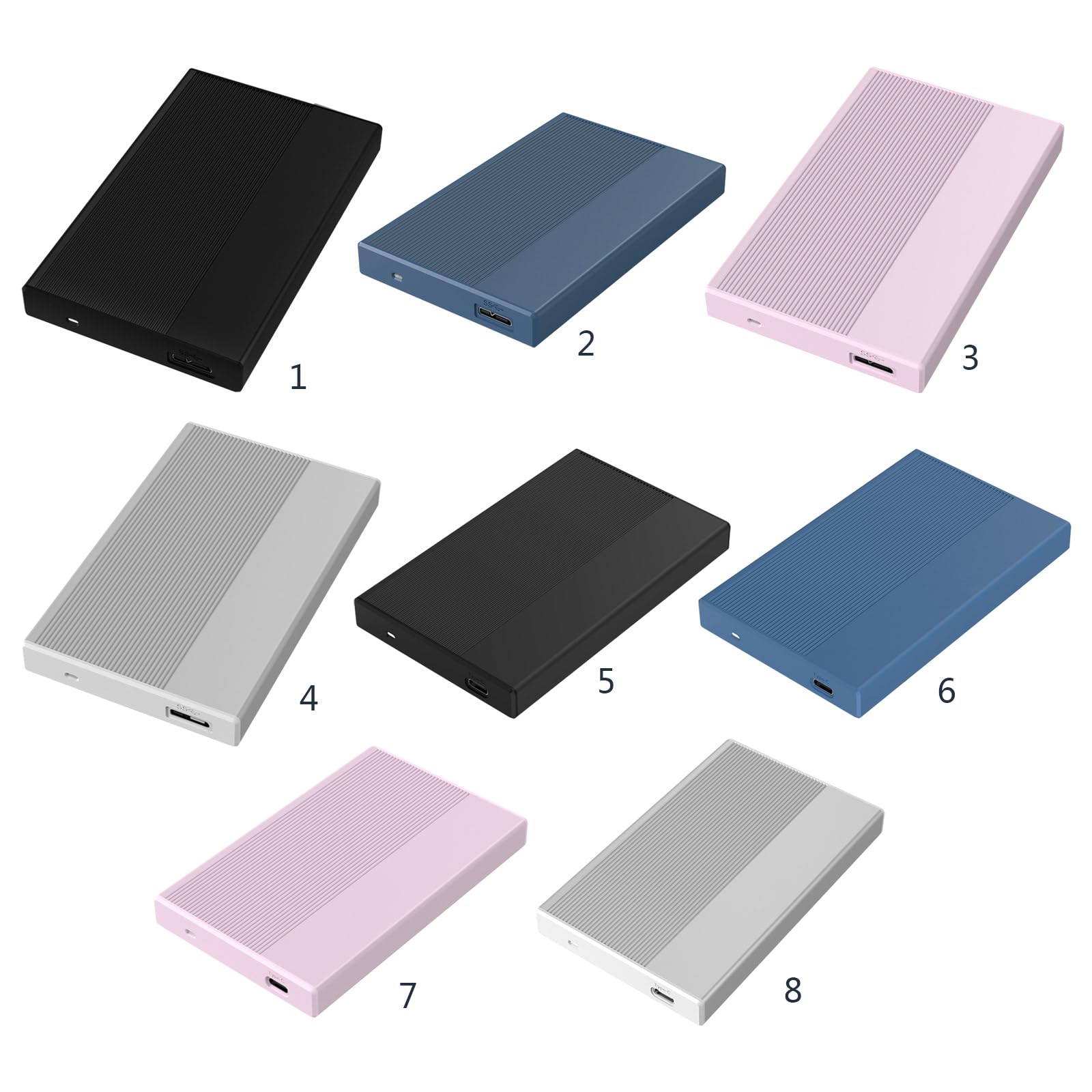 HOOLRZI USB 3.0 2.5 Inch External Hard Drive Enclosure - Aluminum Alloy SSD Case with USB-C & Micro-B Ports, Tool-Free Installation for 2.5