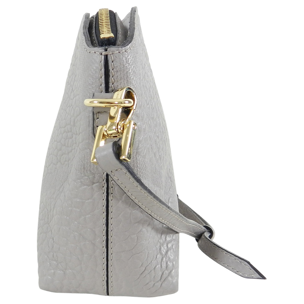 Burberry Grey Peyton Embossed Check Crossbody Bag for Women | Luxury Designer Handbag with Adjustable Strap | Perfect for Work, Travel & Evening Out