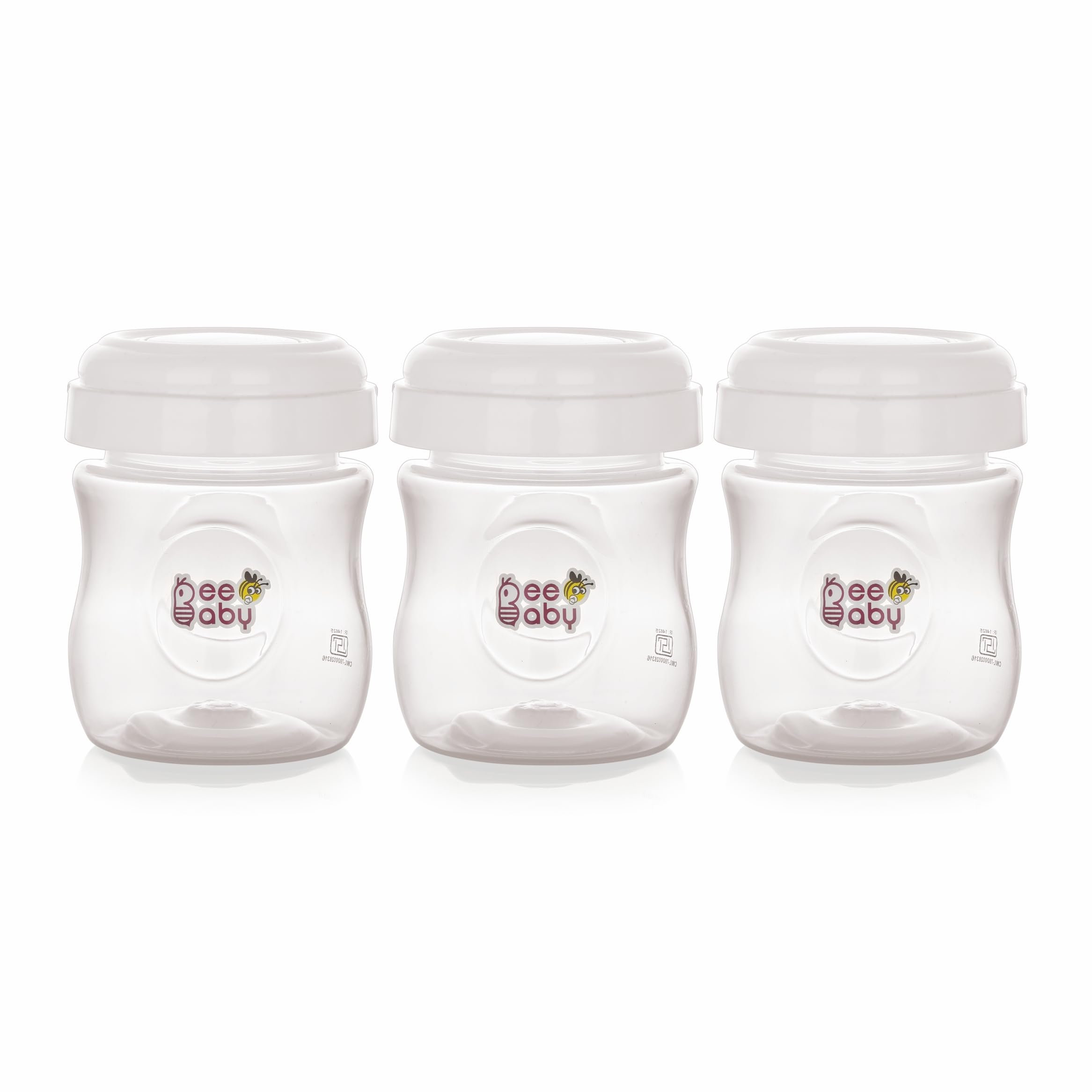 BeeBaby Pump N' Protect Breast Milk Storage Bottles - 3 Pack, BPA Free, 150ml/5oz, Fits Most Wide Neck Breast Pumps - Perfect for Pumping, Storing & Feeding On-the-Go