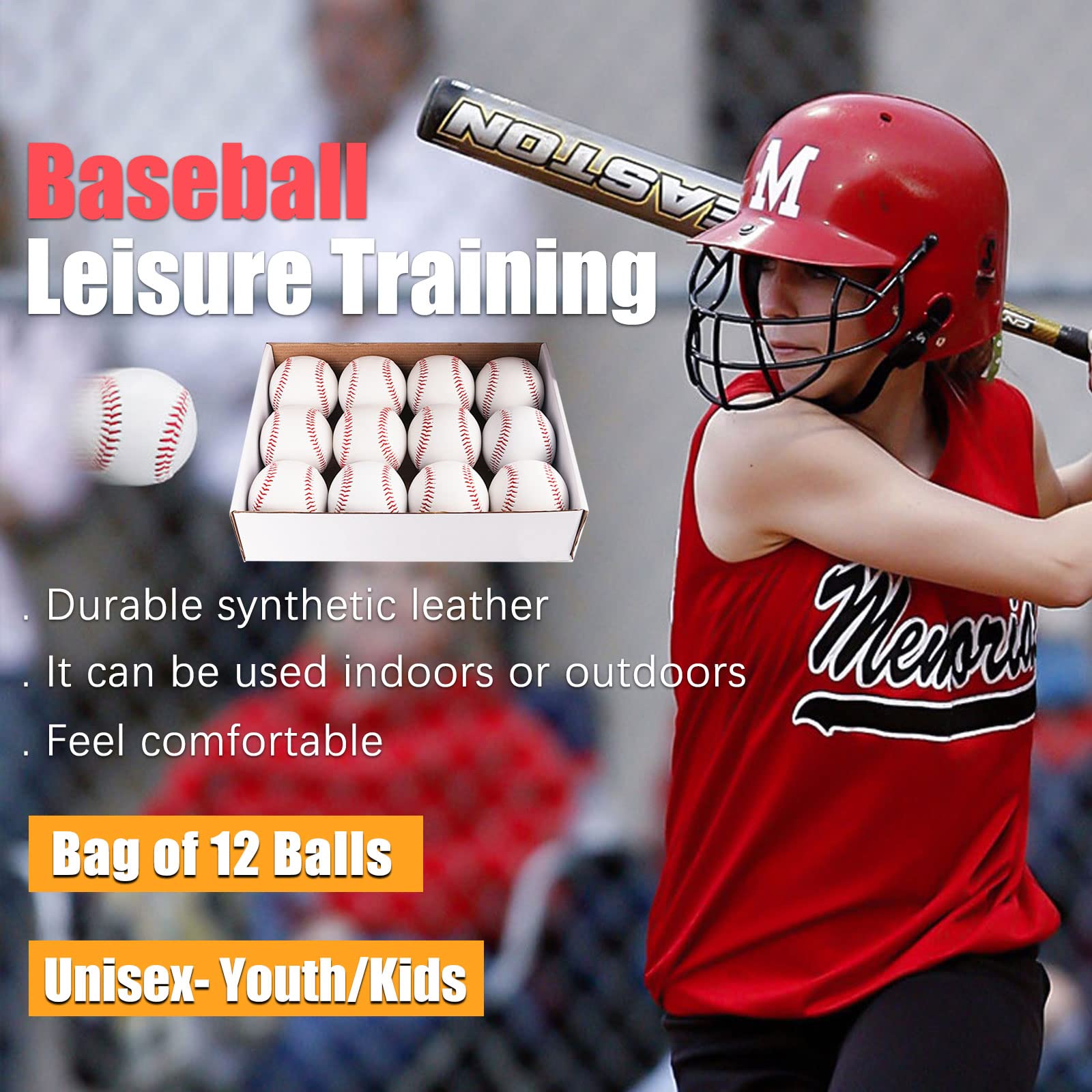 GKK 12 Pack Baseballs - 9 Inch Soft Safety Tee Balls for Youth & Kids Training, Batting, Fielding, Pitching Practice | Perfect for Backyard Drills, Little League, and Baseball Camp (One Dozen)