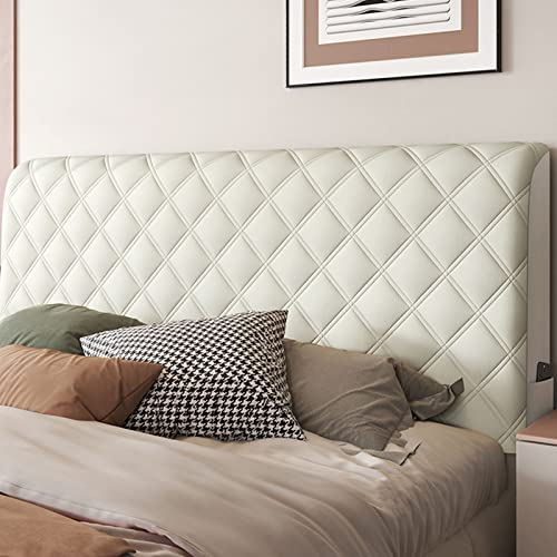 EFELIM Velvet Quilted Headboard Slipcover - Dustproof Protector for Queen, Full, Twin & Cal King Size Beds (Beige, Cal King 180cm/71in) - Luxury Bedroom Upgrade for Hotels, Dorms & Home Decor