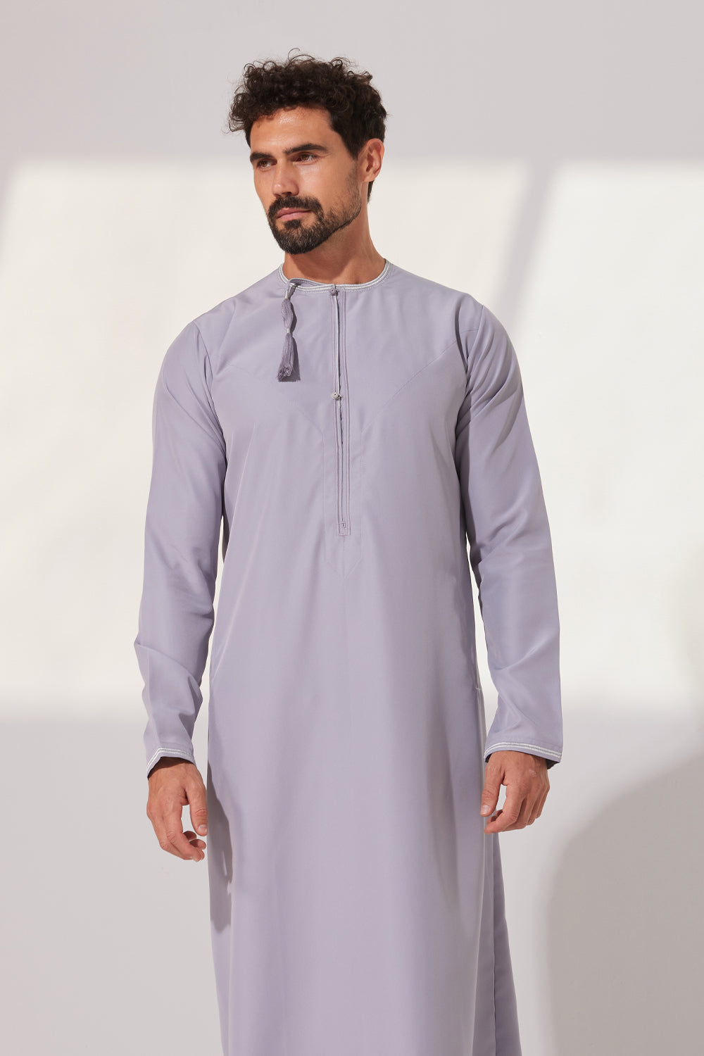 Premium Faris Omani Thobe Jubba for Men - Elegant Lilac Islamic Robe - Perfect for Eid, Ramadan & Special Occasions