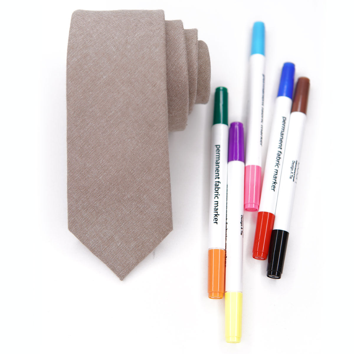 Premium Men's Necktie Set - Customizable Blank Tie with Fabric Markers for DIY Designs - Perfect for Weddings, Business Meetings & Creative Gifting