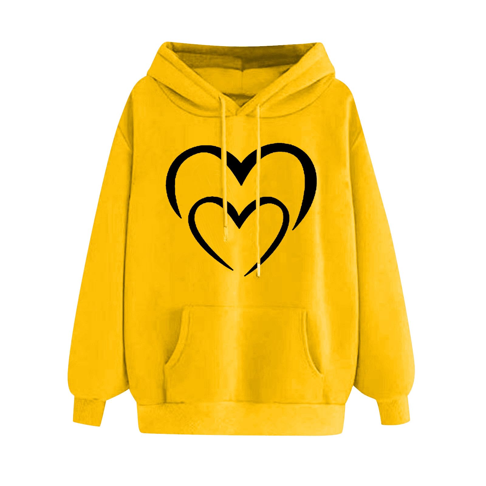 Women's Cute Heart Hoodie Pullover - Casual Long Sleeve Sweatshirt with Kangaroo Pocket for Teen Girls | Perfect for School, Dates, and Weekend Outings
