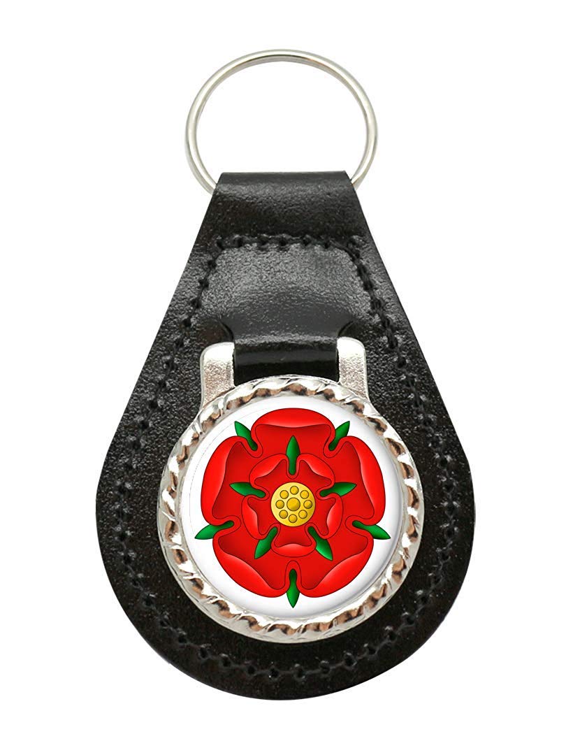 Authentic Red Rose of Lancaster Leather Key Fob - Premium English Heritage Keychain for Men & Women - Perfect for Keys, Gifts, and Everyday Carry