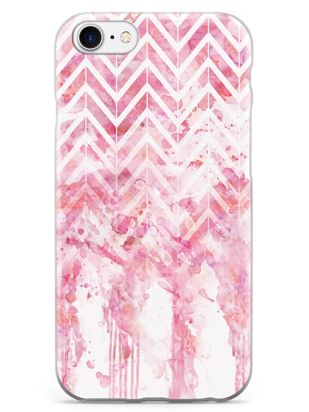 Inspired Cases - iPhone 8 Case with 3D Textured Protection - Dripping Watercolor Pink Chevron Design - Shockproof & Slim Fit Cover for Apple iPhone 8 - Perfect for Daily Use, Travel & Work Protection