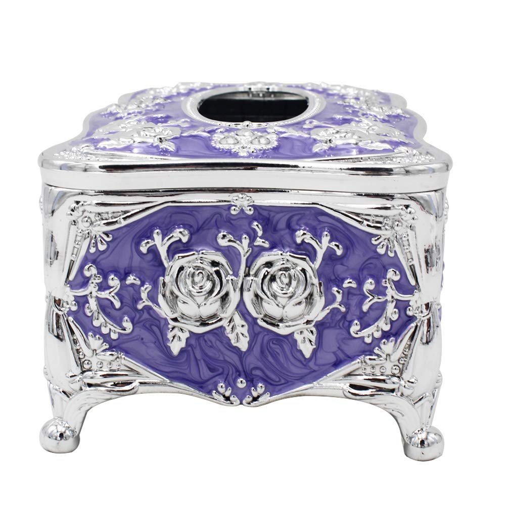 Elegant Purple Rectangular Tissue Box Cover - Stylish Tissue Holder for Bathroom, Vanity, Bedroom Dresser & Office Desk | Perfect Home & Office Decor Accessory