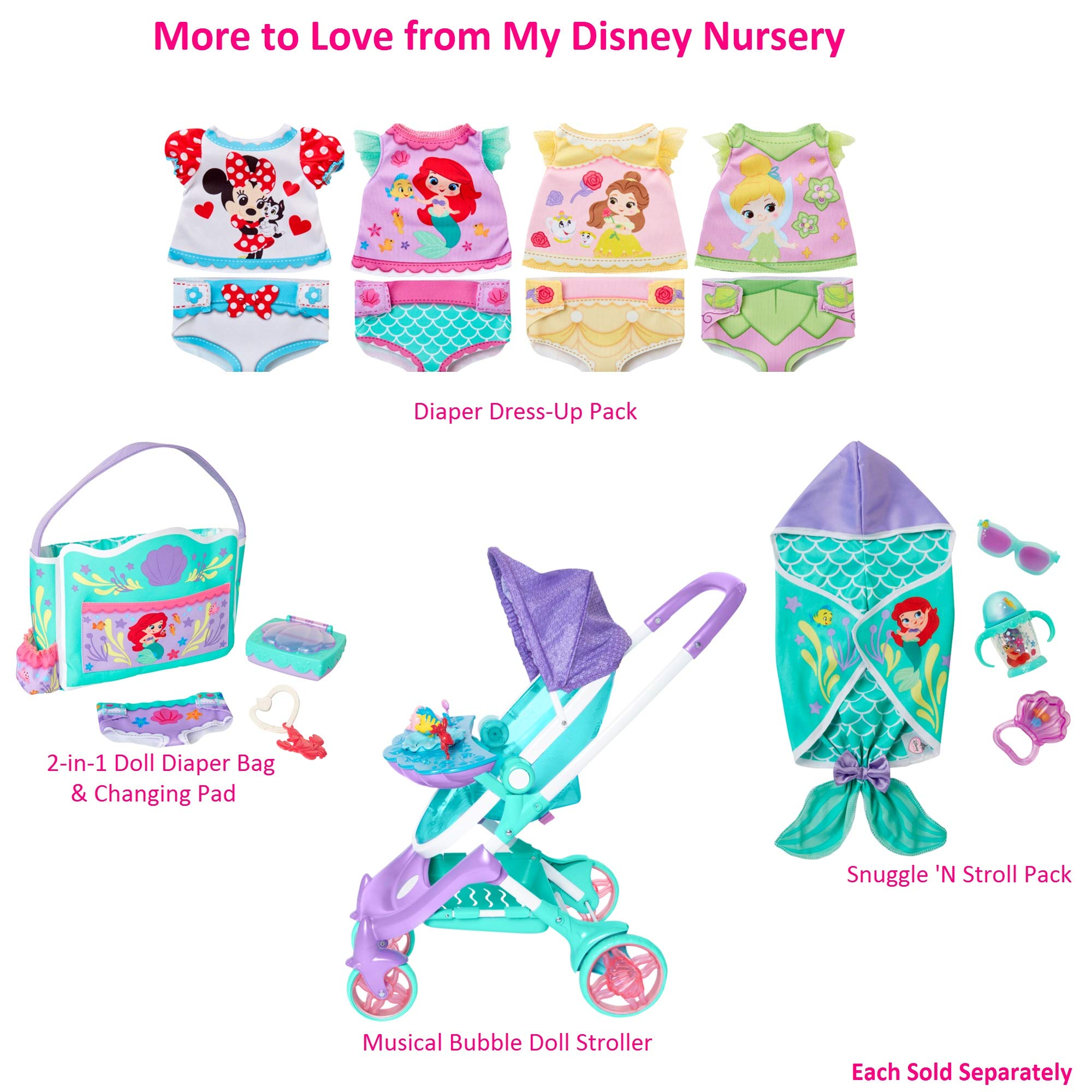 Disney Princess Belle Diaper Accessory Pack for Baby Girls - Nursery Essentials with Bib, Headband & More - Perfect for Disney Themed Baby Showers & Nursery Decor
