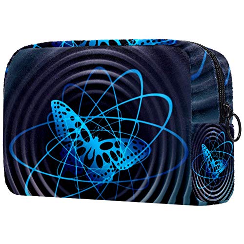 Butterfly & Waves Design Multifunctional Portable Makeup Bag for Women - Cosmetic Organizer Pouch for Purse, Travel & Toiletry Storage | Perfect for Daily Use, Vacation & Gift Giving