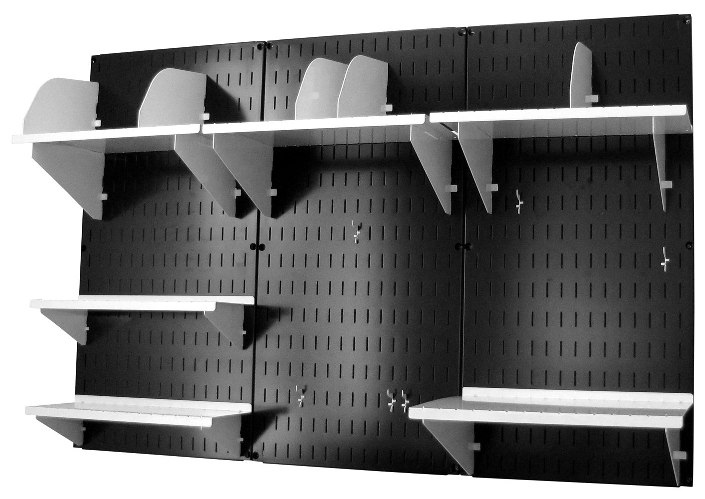 Wall Control Office Organizer - Wall Mounted Desk Storage System with Black Wallboard & White Accessories | Perfect for Home Office, Garage Workshop & Classroom Organization