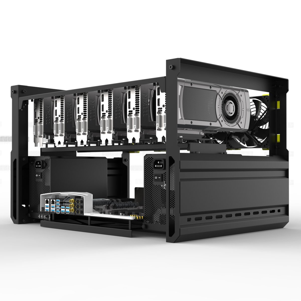 Veddha 6/8 GPU Aluminum Stackable Mining Rig Frame - Open Air Case for BTC ETH Mining (T2-6GPU+4FANS) | Perfect for Cryptocurrency Mining Setup & Home Mining Operations