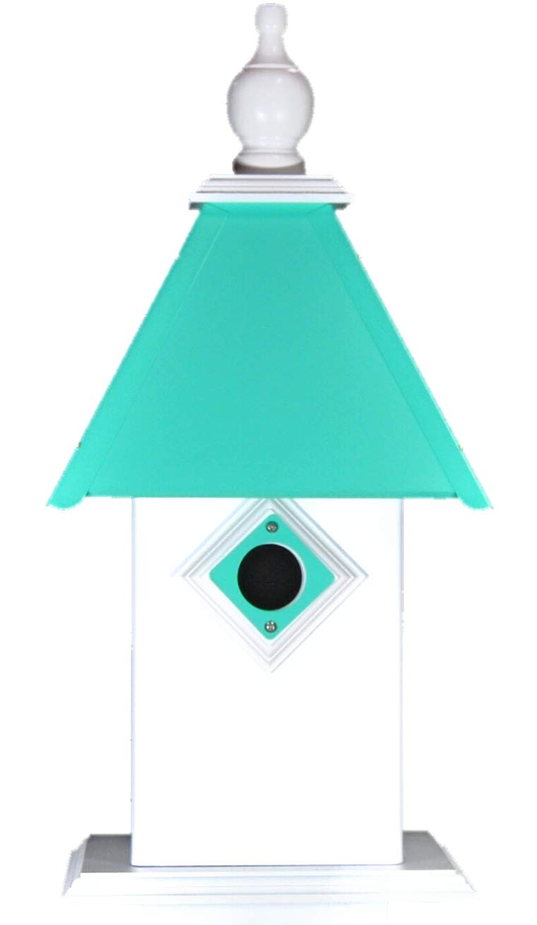 Handmade Classic Bluebird House with Beach Glass - Natural Wood Birdhouse for Garden, Backyard & Outdoor Decor - Attract Bluebirds & Enhance Your Garden Aesthetic
