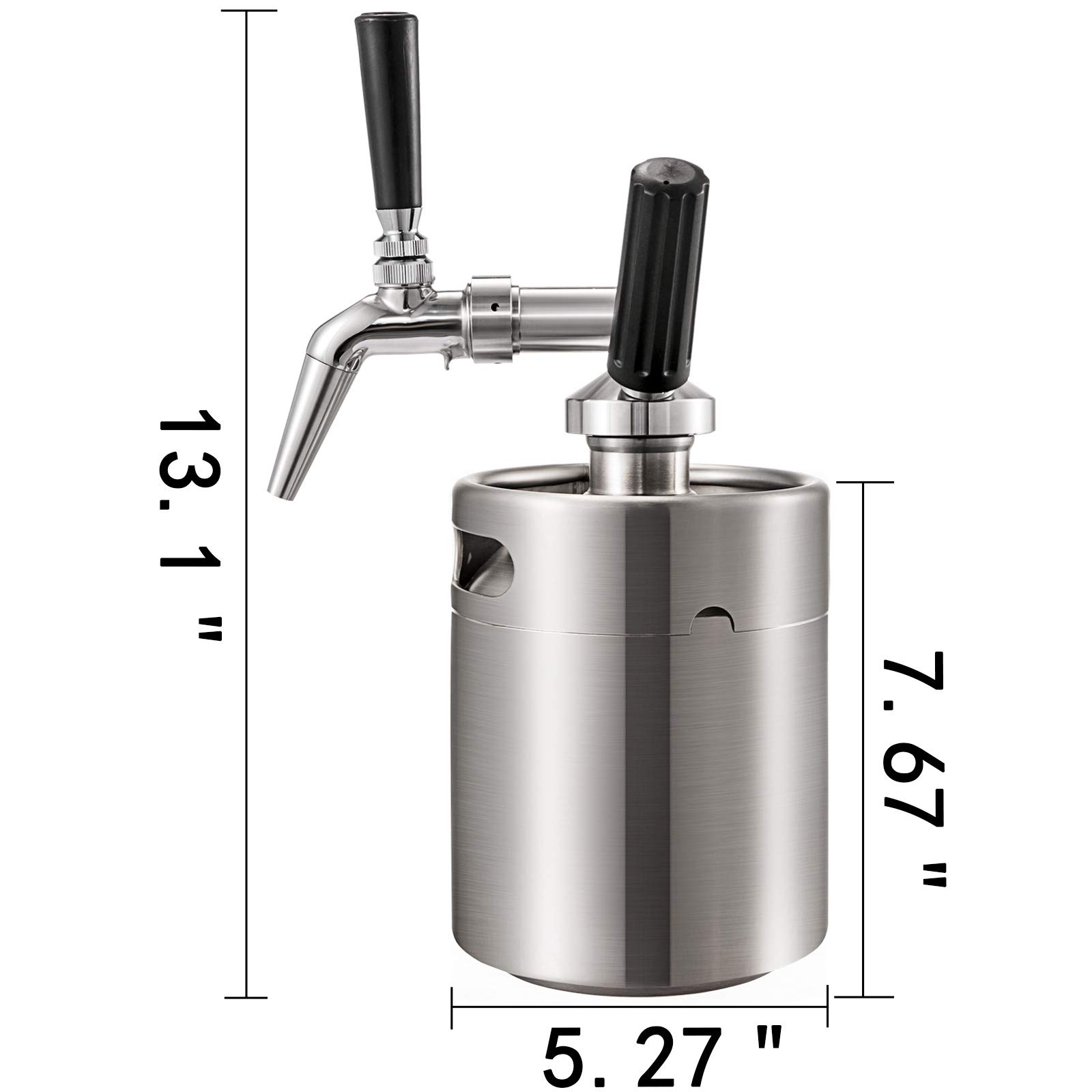 VBENLEM 67Oz (2L) Stainless Steel Nitro Cold Brew Coffee Maker - Portable Home Keg Kit System with Brushes for Iced Coffee, Nitro Brew & Cold Brew - Perfect for Office, Camping & Home Barista Use