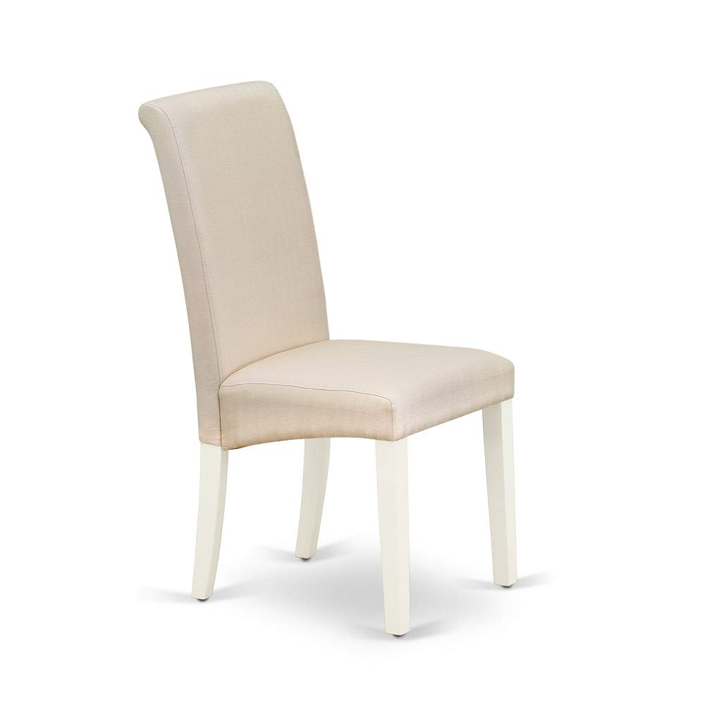 East West Furniture 5-Piece Round Dinette Set with Pedestal Table & 4 Cream Linen Fabric Chairs - 42x42 Inch, White - Perfect for Small Kitchen, Breakfast Nook, or Apartment Dining Area