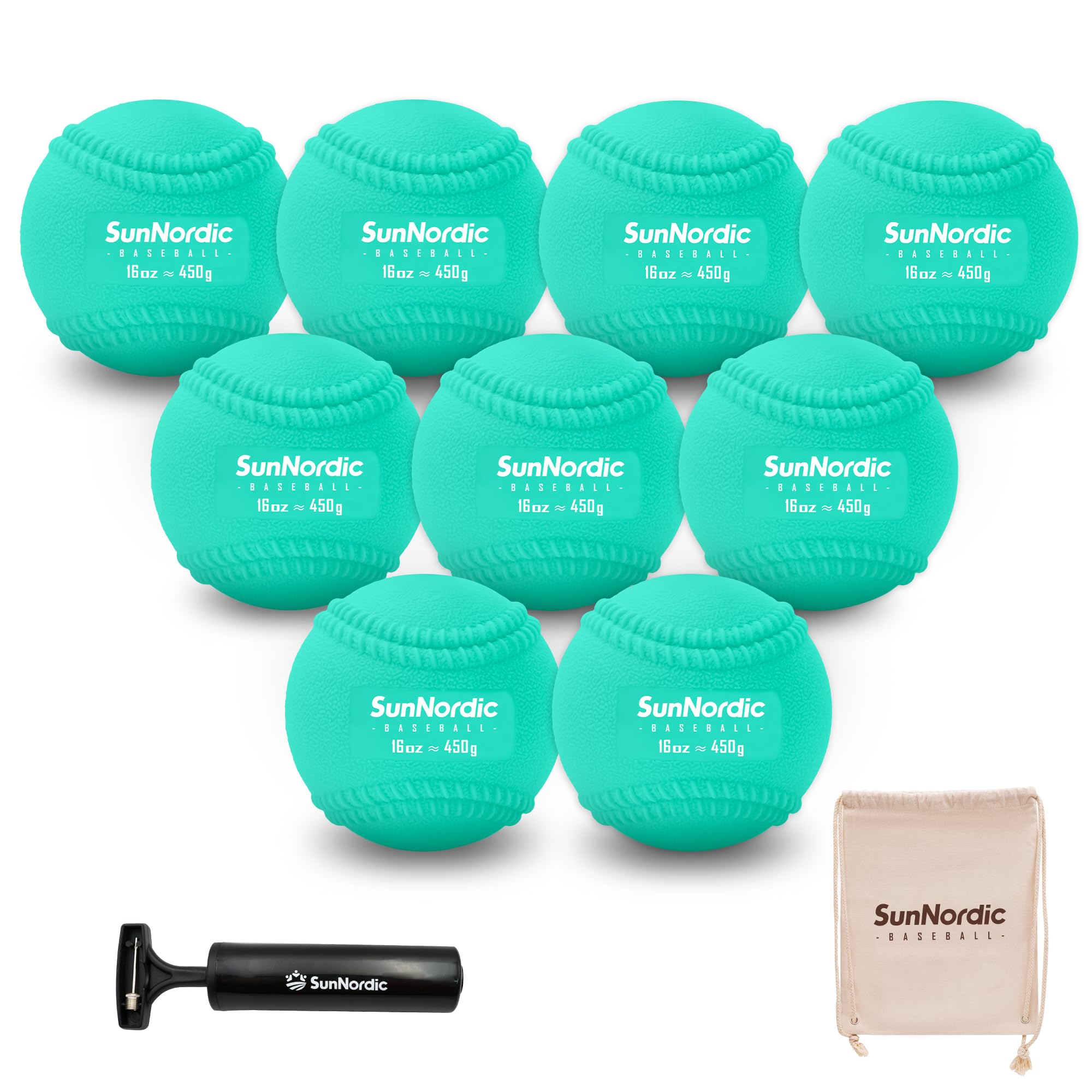 9 Pack Weighted Baseballs (16 oz) - Professional Hitting & Pitching Training Balls for Power Development - Perfect for Baseball Practice, Batting Drills & Strength Training - Suitable for All Skill Levels from Beginners to Pros