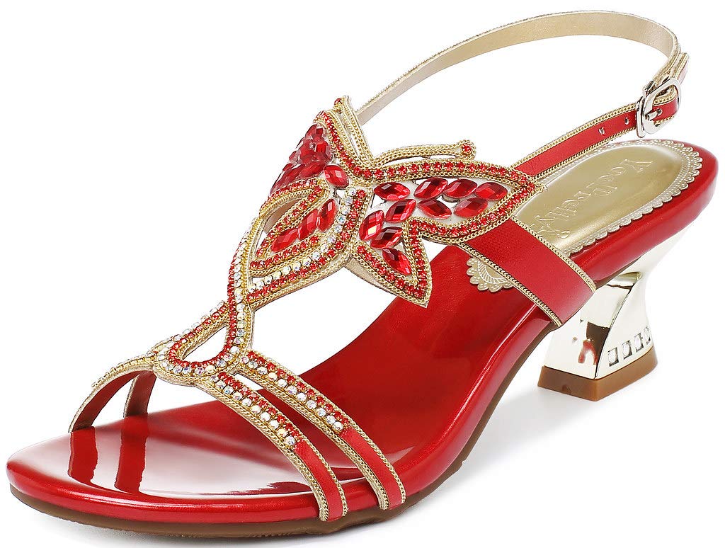 YooPrettyz Women's Embellished Stud Butterfly Evening Heels - Elegant Party Bridal Sandals for Weddings, Prom & Special Occasions