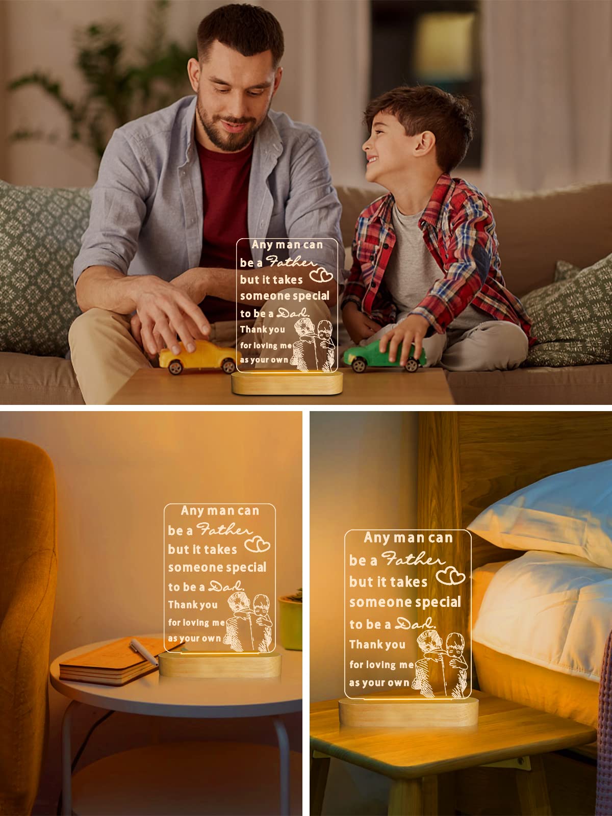Ammonite Night Light - Warm White LED Bedside Lamp for Dad | Perfect Father's Day, Christmas, Birthday & Anniversary Gift | Bedroom Decor for Dads, Fathers & Daddy | Soothing Night Light for Bedrooms, Nurseries & Offices