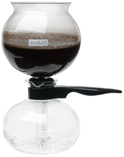 Bodum Pebo 34 oz Vacuum Insulated Coffee Maker - Heat Resistant Borosilicate Glass, Black - Perfect for Home Brewing, Office Use & Camping