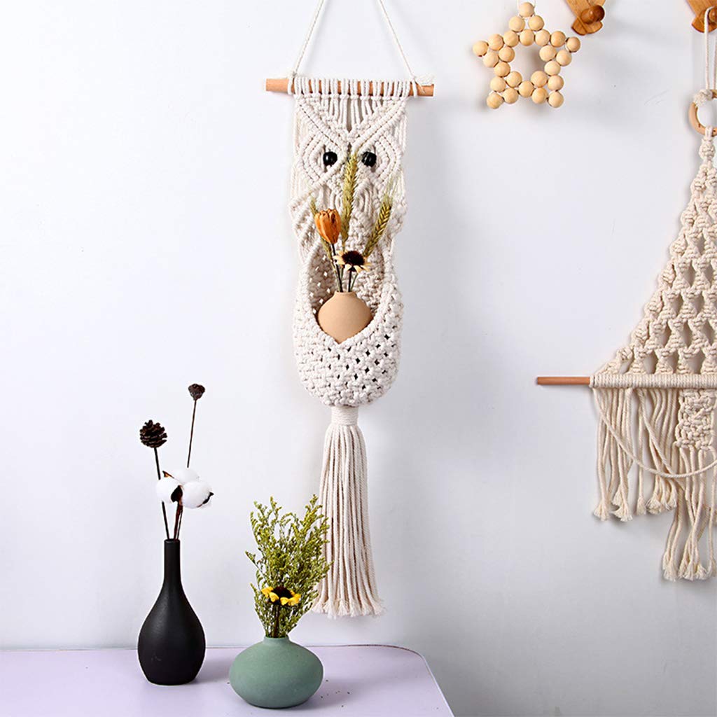 Handmade Macrame Owl Plant Hanger - Boho Wall Decor for Indoor Plants, Flower Pots & Hanging Baskets | Perfect for Living Room, Bedroom, Balcony & Garden Decor