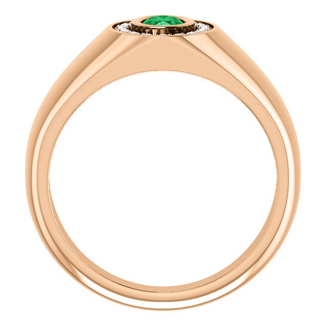 14KT Gold Emerald & Diamond Oval Halo Ring for Men - 0.48CT Emerald & 0.18CTW Diamond Engagement Wedding Band - Perfect for Proposals, Anniversaries & Special Occasions