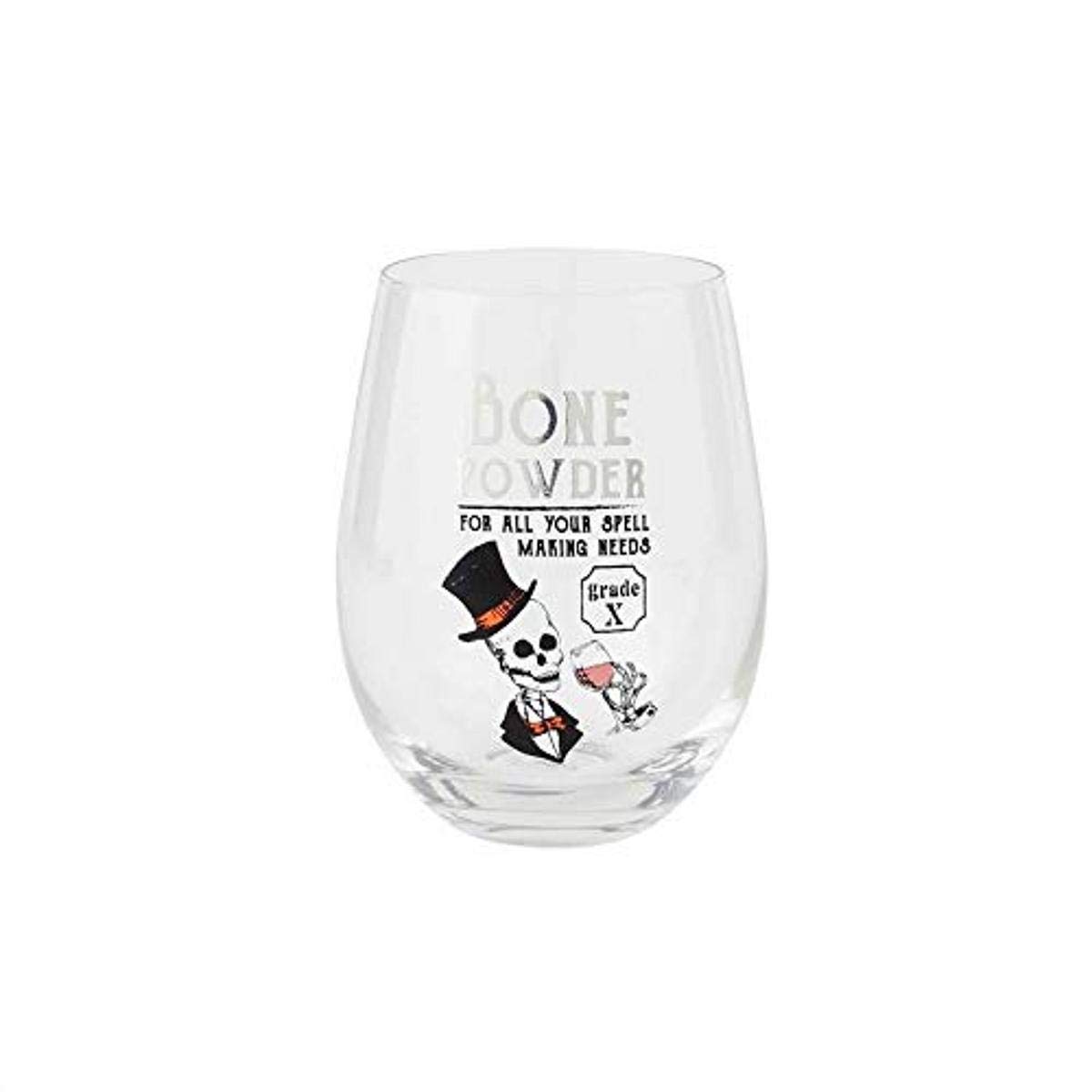 Mud Pie Skeleton Wine Glasses - Set of 4, 16 oz Halloween Party Cups with Stem, Perfect for Spooky Decor, Themed Parties & Wine Tasting Nights