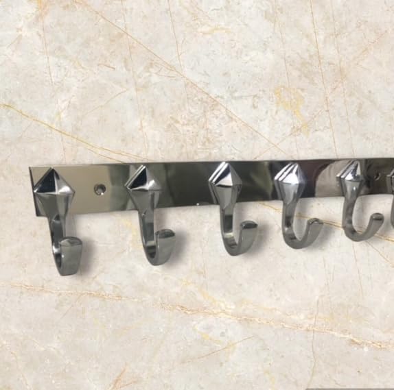 Sanmay Stainless Steel Star-Type Cloth Hook Hanger - Wall Mounted Hook Rail for Towels, Coats & Hats - Durable 6-Leg Wall Hanger for Bathroom, Kitchen & Bedroom Organization