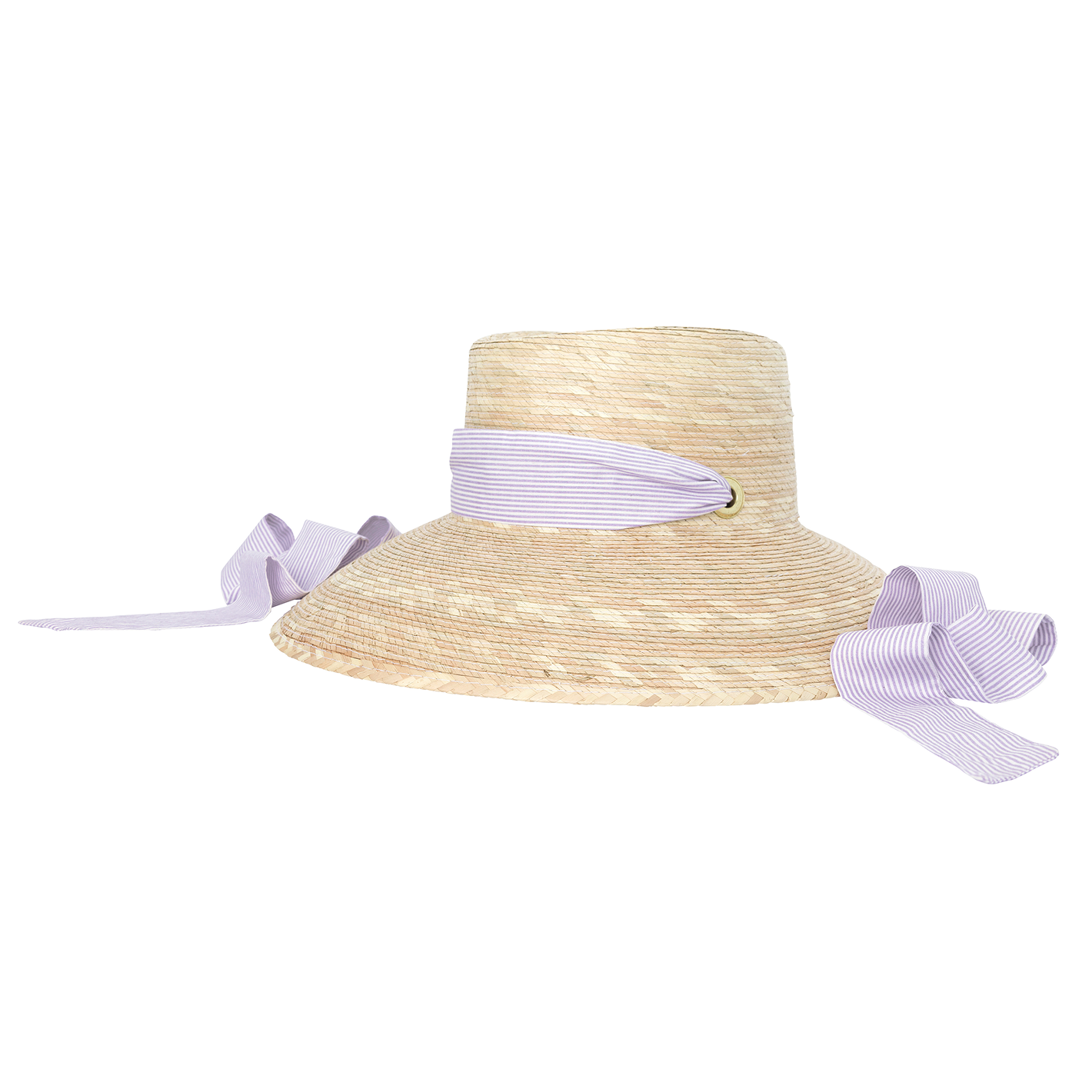Sarah Bray Bermuda Women's Wildflower Sun Hat with Lavender Stripe Ribbon - Stylish UV Protection Wide Brim Hat for Beach, Garden, and Outdoor Activities