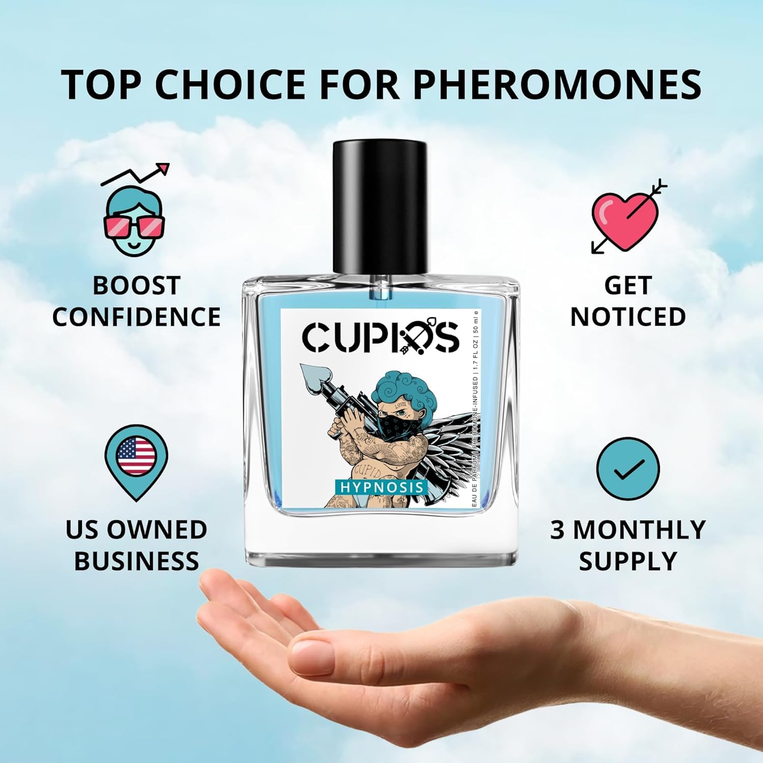 Best Cupid Hypnosis 2.0 Cologne for Men - Pheromone-Infused Attraction Scent | Long-Lasting Fragrance for Dating & Special Occasions