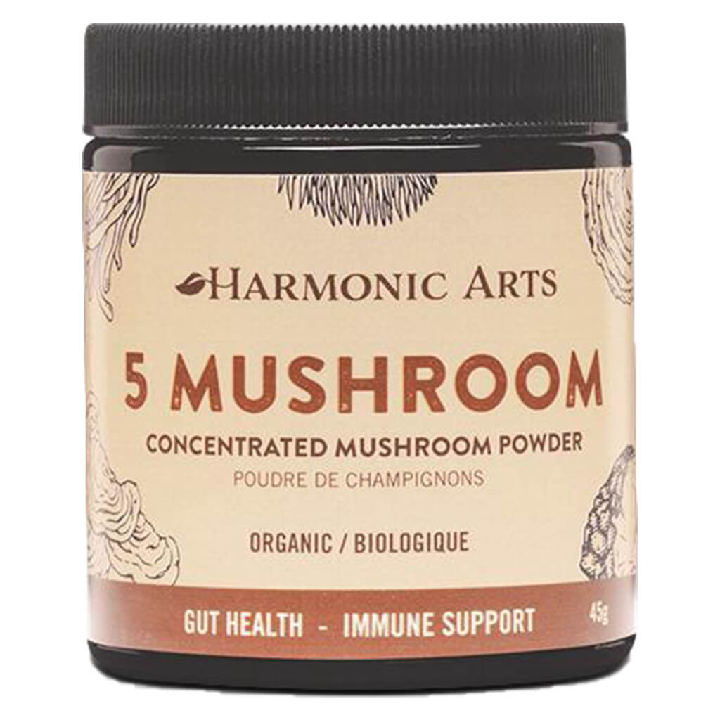 Organic 5 Mushroom Powder Blend - Reishi, Chaga, Lion's Mane, Cordyceps & Turkey Tail - Immune Support & Brain Health Supplement - Perfect for Smoothies, Coffee & Wellness Drinks