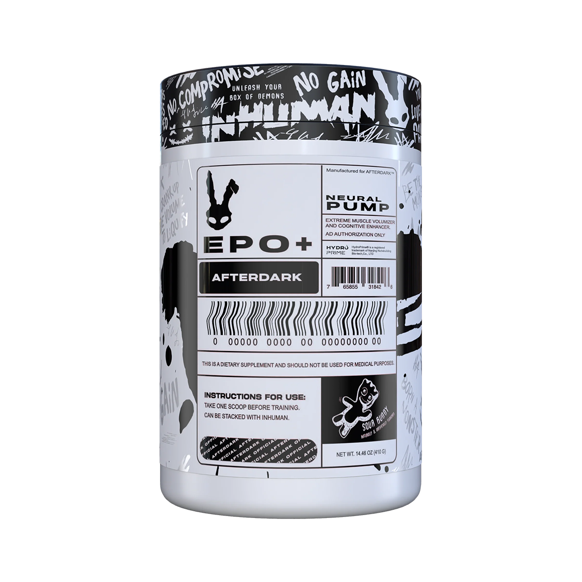 AfterDark InHuman Pre Workout Powder 257g - Energy Booster & Muscle Performance Supplement for Gym, Bodybuilding & Intense Workouts