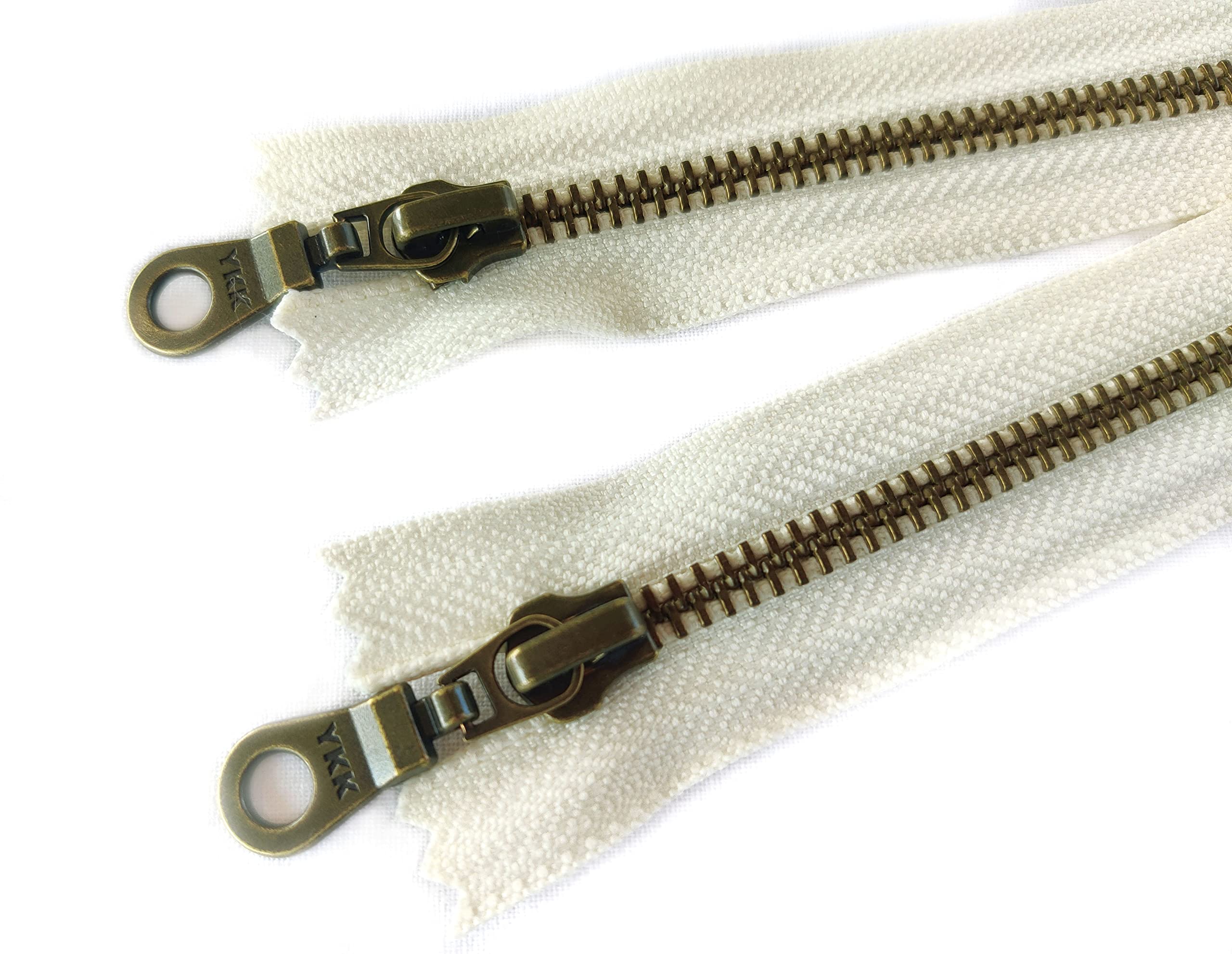YKK Antique Brass Metal Zippers #5 Closed-End 6 Inch - Vanilla Cream Offwhite Donut Pull - Set of 5 for DIY Crafts, Handmade Bags, Leather Projects & Vintage Clothing Repair