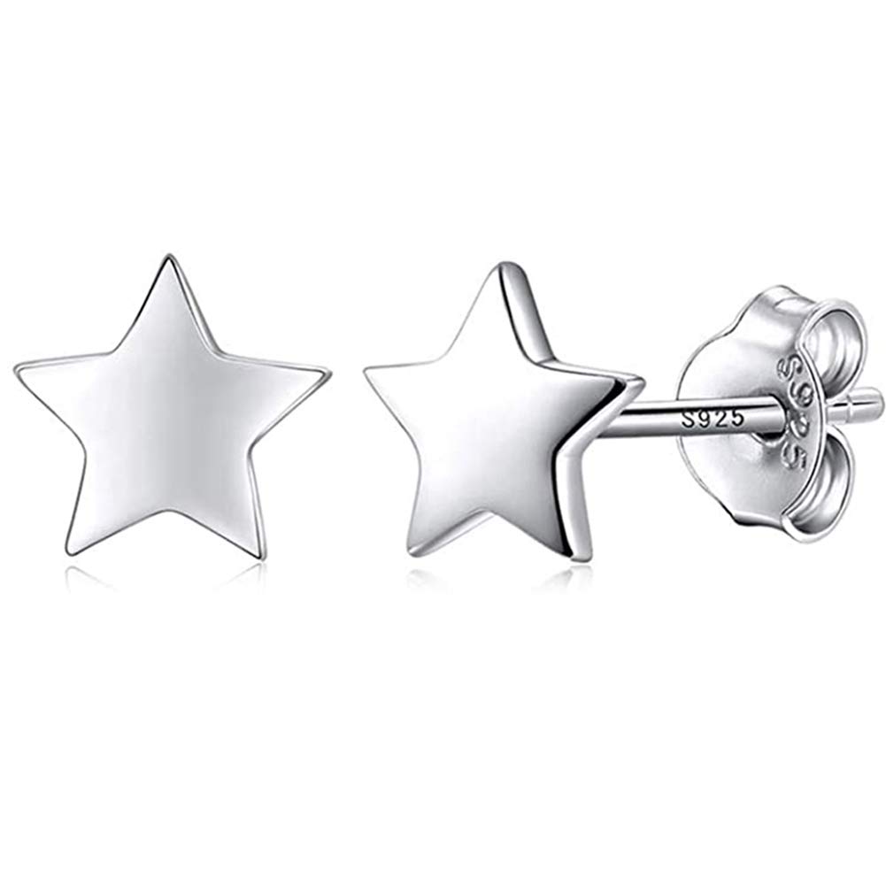 925 Sterling Silver Earrings for Women - Hypoallergenic Cubic Zirconia Stud Earrings, Princess Cut CZ Jewelry (Moon Star, Mini Bar, Sunflower, Alphabet Letters) | Perfect for Everyday Wear, Gift Giving, and Special Occasions