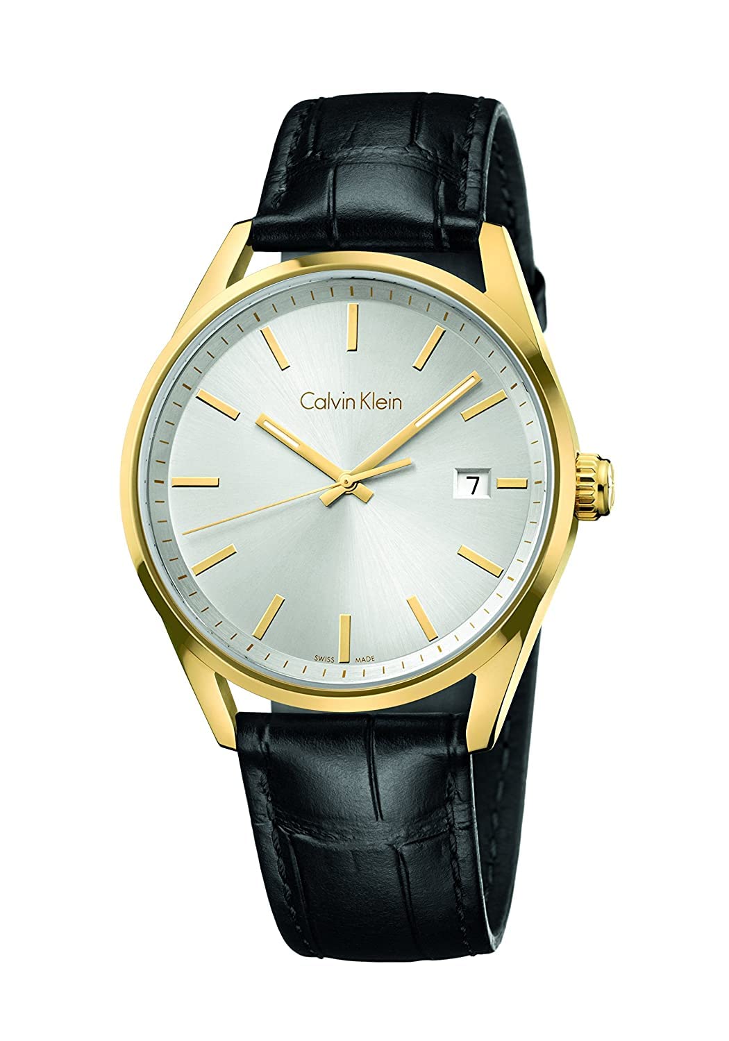 Calvin Klein 32003293 Men's Watch - Round Analog Quartz Leather Strap, Multicolor/Black, One Size | Stylish Dress Watch for Business & Formal Occasions