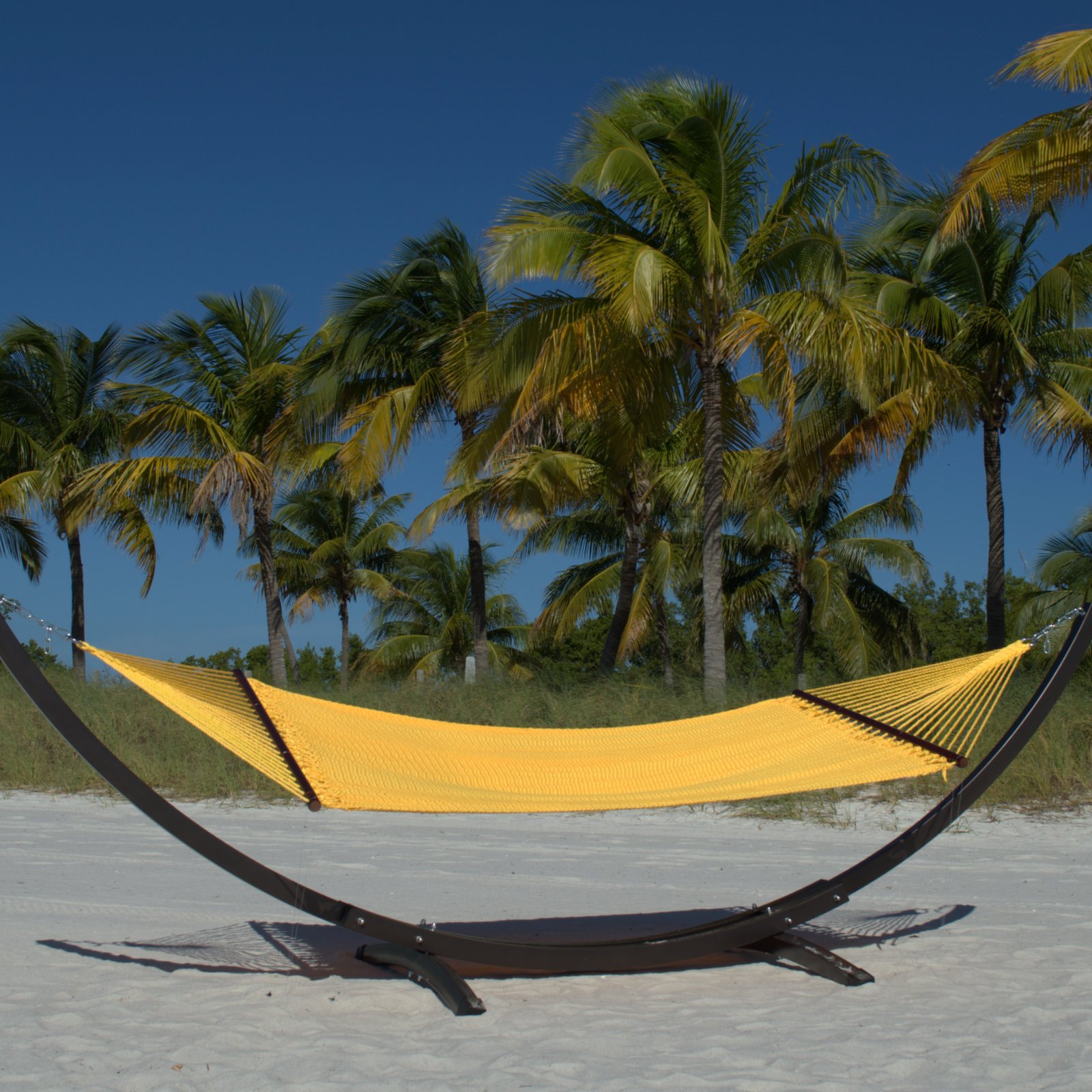 Double Caribbean Hammock - Soft-Spun Polyester for Ultimate Comfort - 48 Inch Yellow Outdoor Hammock - Perfect for Backyard, Beach, and Camping Relaxation