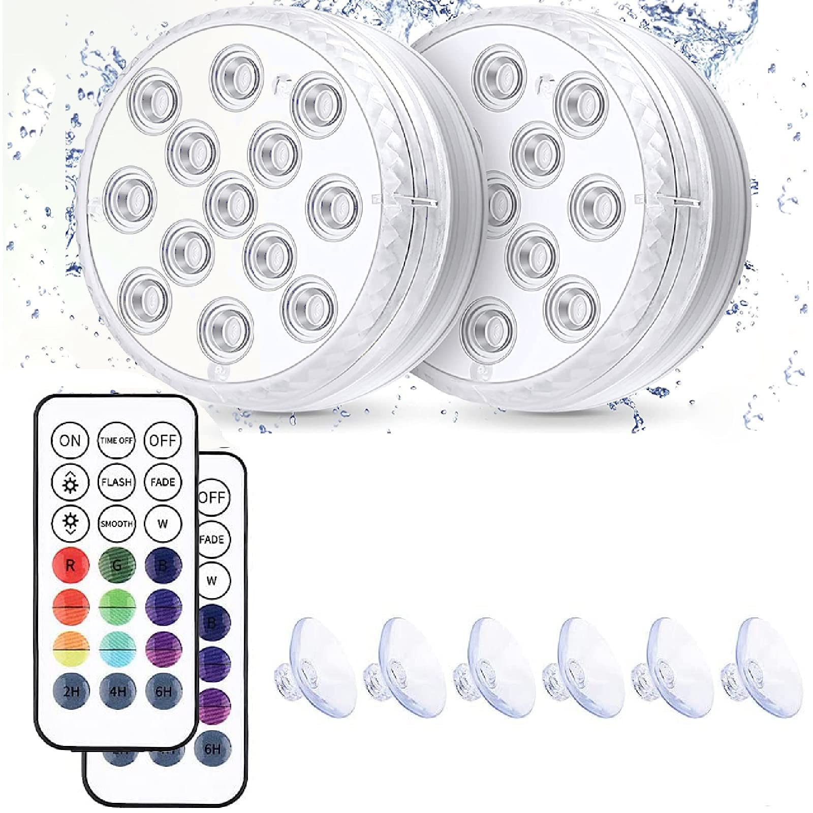 13-LED Submersible Underwater Lights for Ponds, Fountains, Pools & Aquariums - Waterproof Battery Operated with Remote - Perfect for Fish Bowls, Vases, Wedding & Halloween Decor (2 Pack)