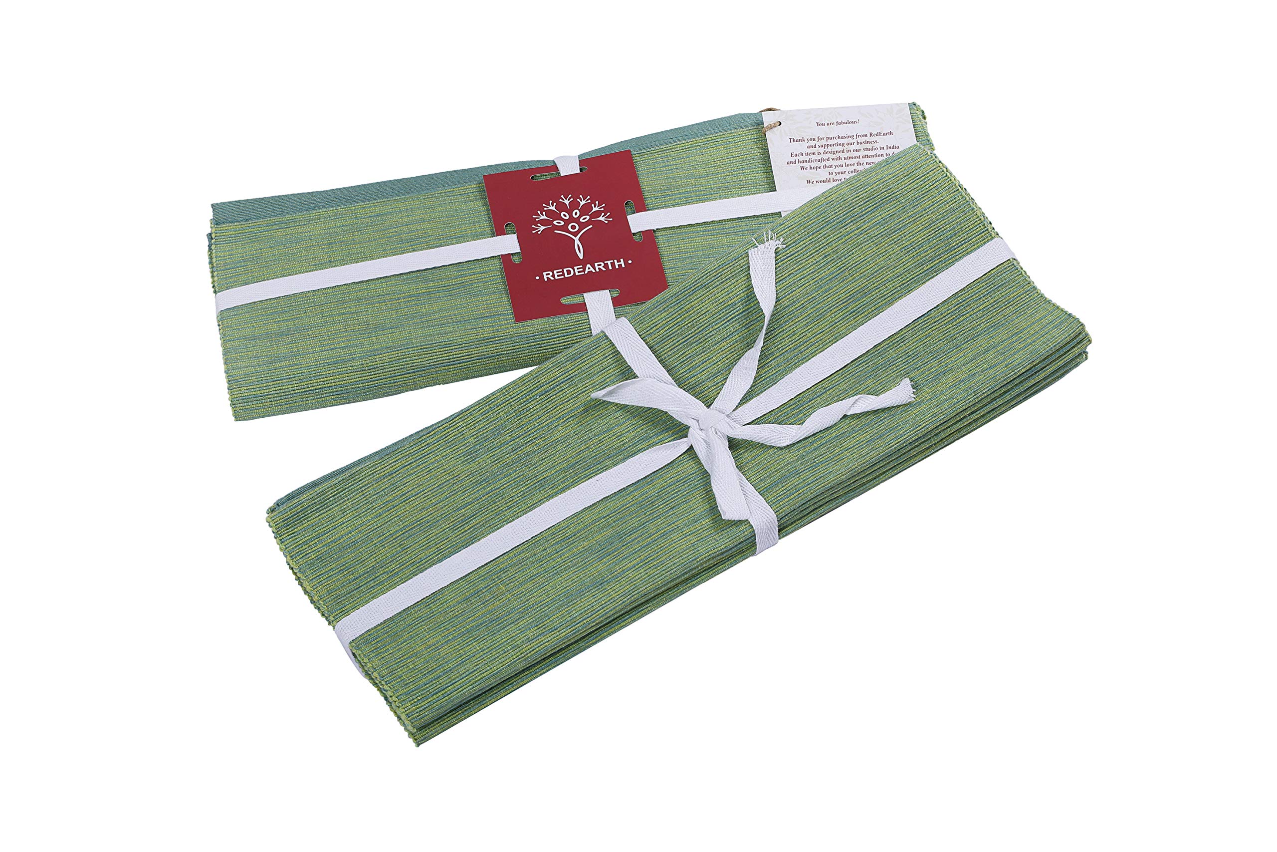 RedEarth Two-Tone Christmas & Thanksgiving Table Runner - 100% Cotton Ribbed Woven Table Linen for Round, Rectangle Dining Table, Coffee Table, Console, Dresser (14x72 Inches, Green) - Perfect for Holiday Decor, Fall Harvest Parties & Home Dining Decorations