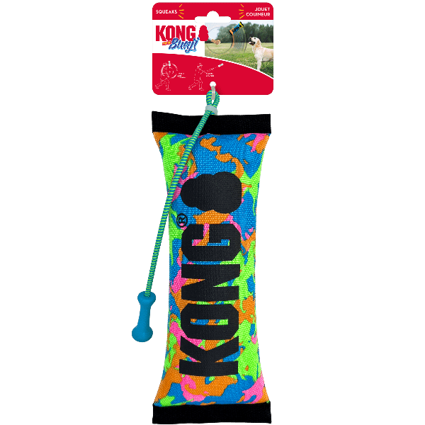 KONG Bunji High Visibility Bumper Dog Toy - Durable Fetch & Tug-of-War Play for Outdoor & Indoor Dogs